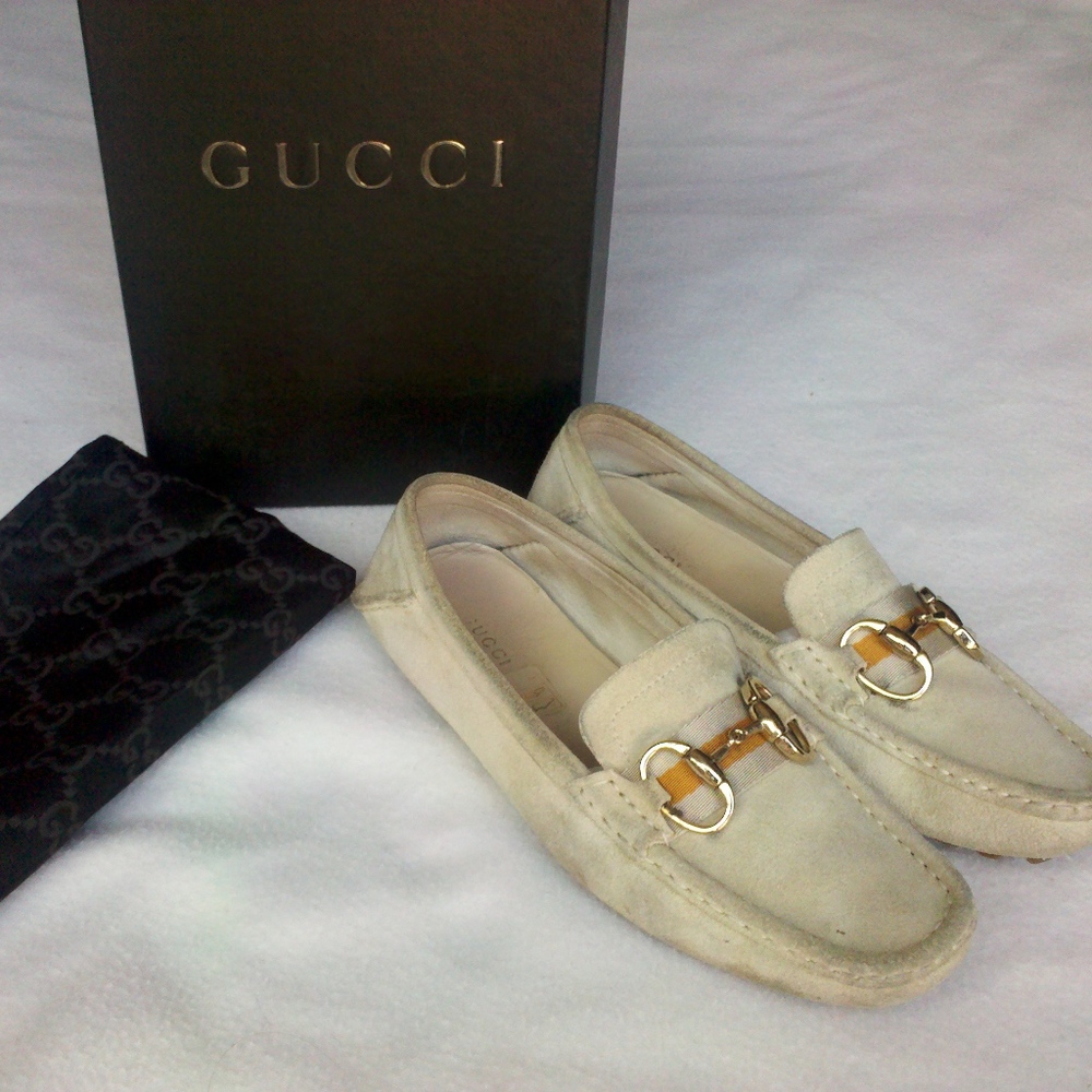 Cream suede Gucci loafers size 36.5